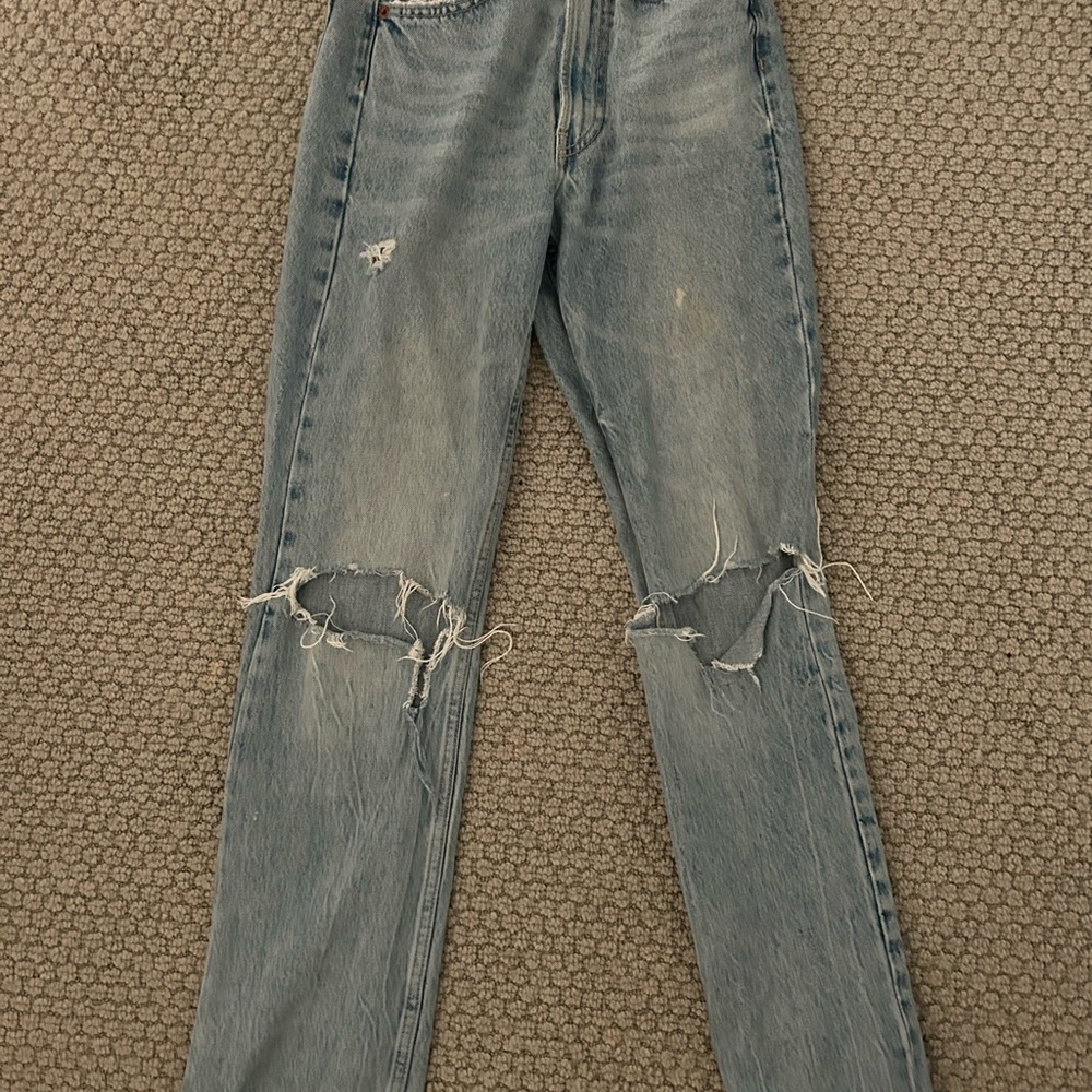 Zara Light Blue Distressed Boyfriend Jeans